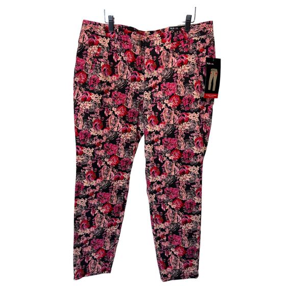 Style and Co Pants Wmns Size 14 Tummy Control Ankle Skinny Floral Rose Print - Picture 1 of 12